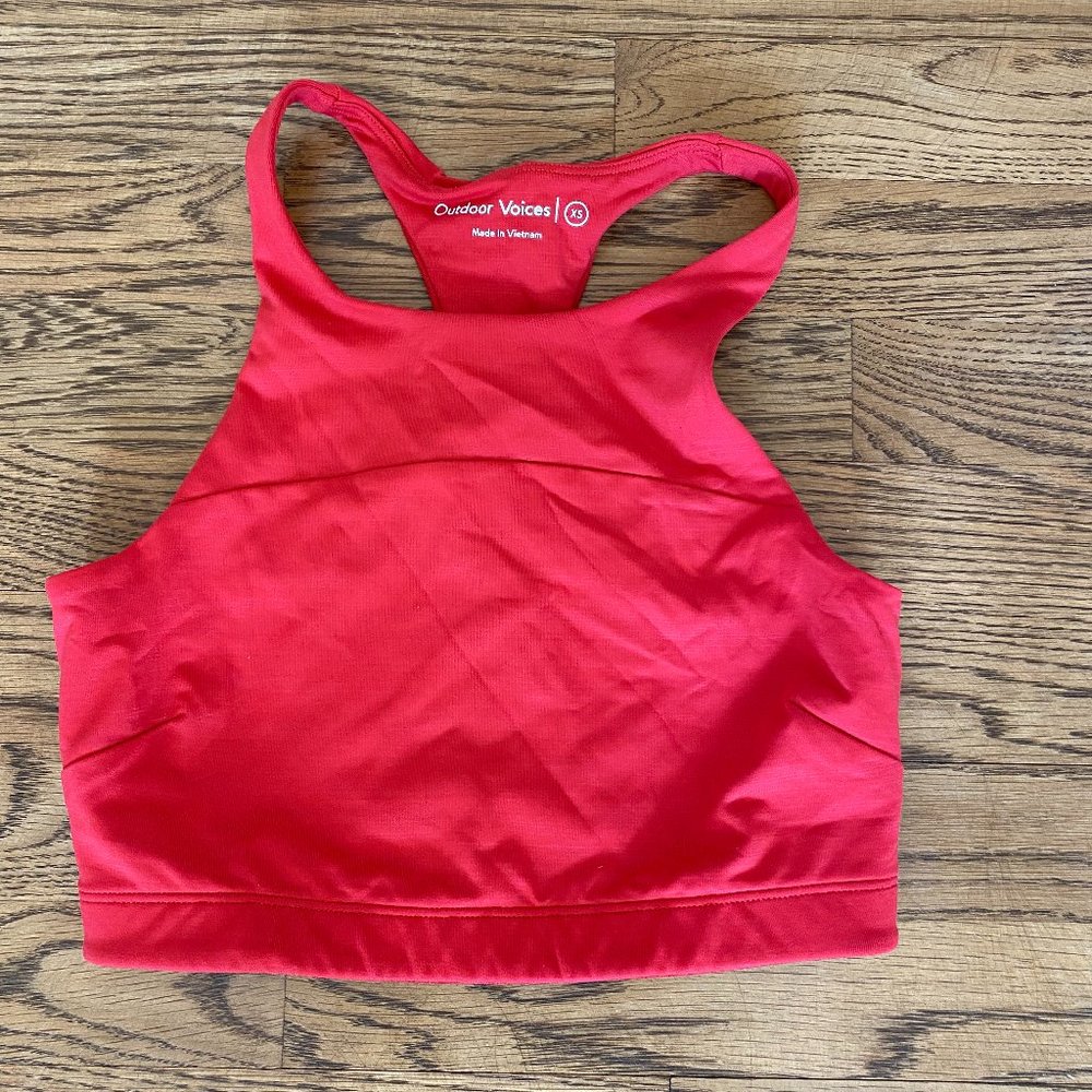 Outdoor Voices TechSweat Crop, Red, Size XS